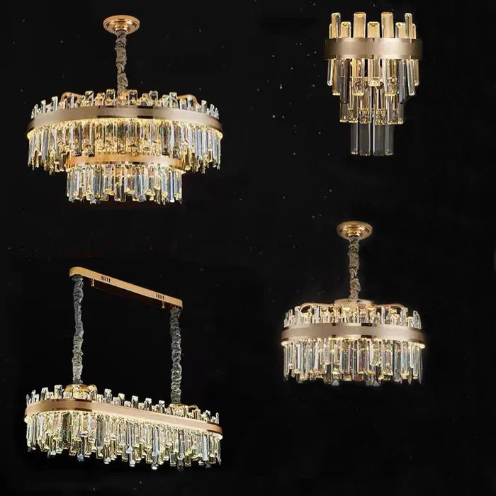 Collection de lustres en cristal ronds/rectangulaires modernes pour salon/couloir/salle à manger/chambre