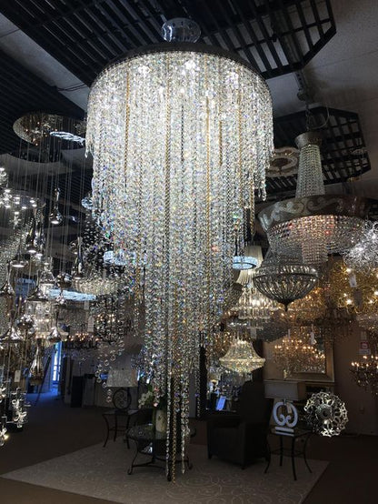 Modern Light Luxury Crystal Tassel Chandelier for Staircase/Living Room