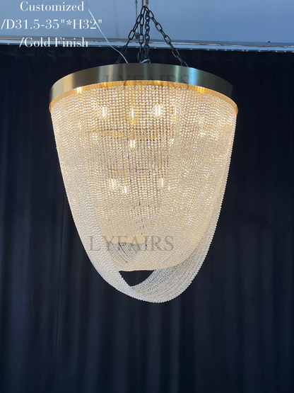 Luxury Crystal Chandelier Flush Mount Ceiling Light Fixture