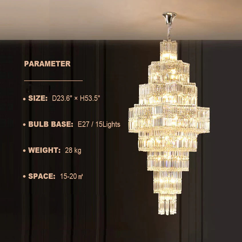 Extra Large Plaza Hall Multi-Tier Crystal Chandelier Foyer Living Room ...