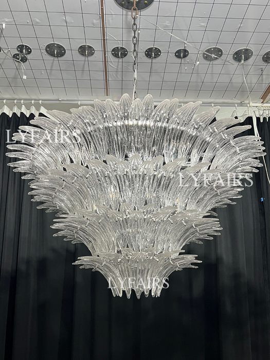 Lustre en verre artistique à motif de fleurs pour salon/chambre