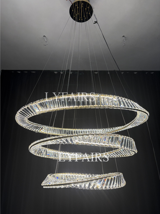 Lampadario di cristallo ad anello, lampada da soffitto di lusso per soggiorno/sala da pranzo, luce per camera da letto