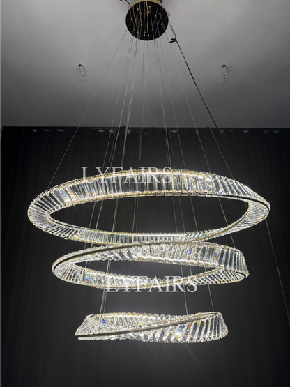 Lampadario di cristallo ad anello, lampada da soffitto di lusso per soggiorno/sala da pranzo, luce per camera da letto