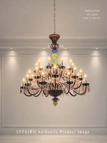 Luxury Empire Colorful Crystal Chandelier for Living Room/Bedroom/Entryway/Hotel/Restaurant