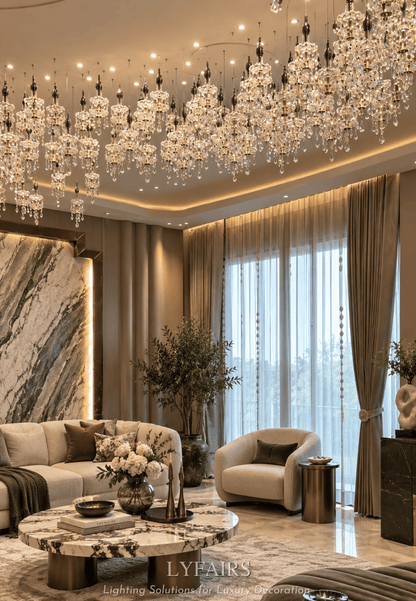 Lustre en cristal de luxe à lumière française pour salon, salle à manger et chambre à coucher