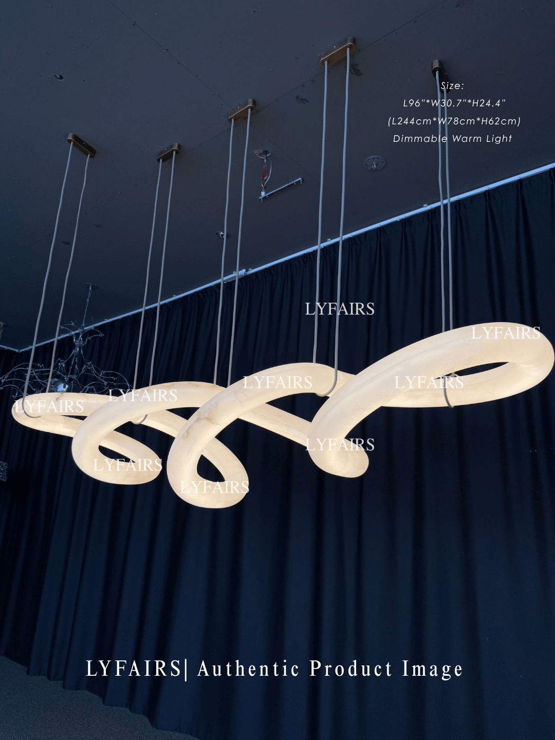 Modern Luxury Infinity Wavy Twist Alabaster Chandelier
