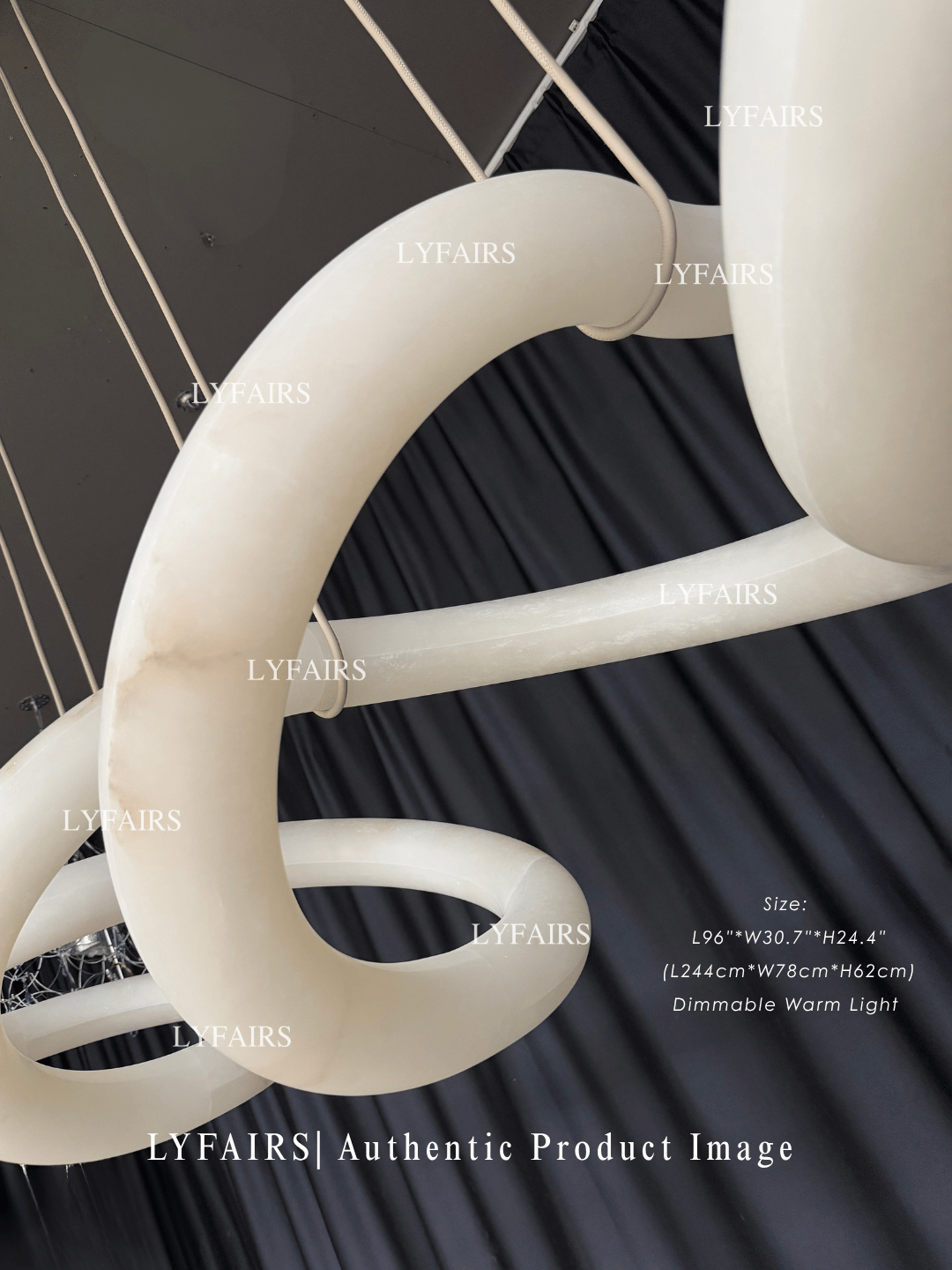 Modern Luxury Infinity Wavy Twist Alabaster Chandelier