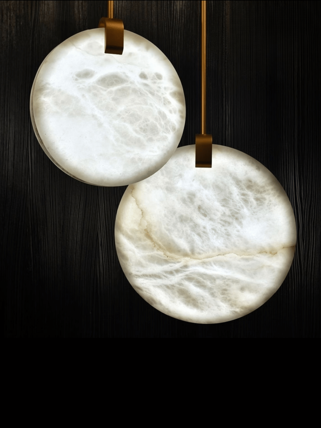 Modern Floating Round Alabaster Chandelier for High Ceiling