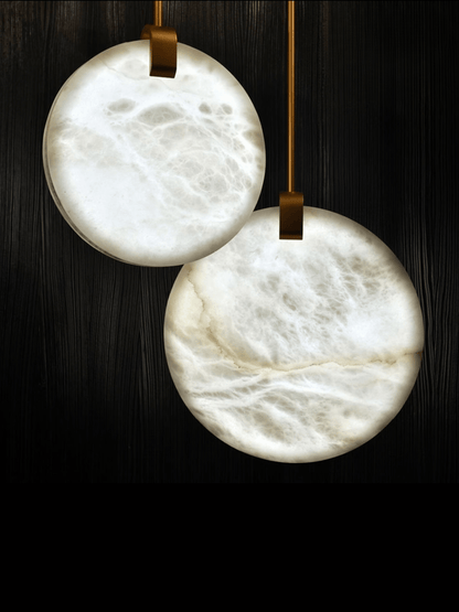 Modern Floating Round Alabaster Chandelier for High Ceiling