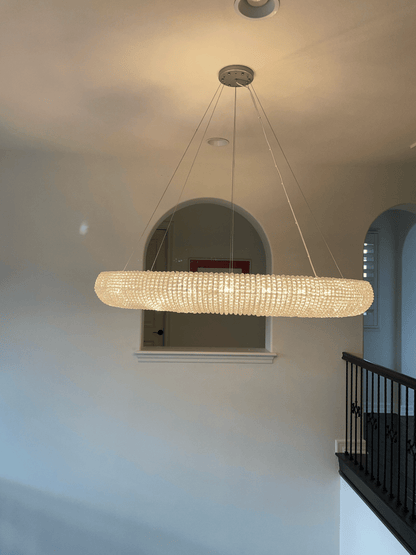 Lustre rond en cristal de luxe pour salon, luminaire décoratif pour chambre à coucher, couleur argent/or