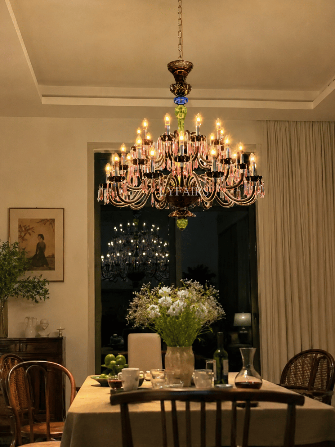 Luxury Empire Colorful Crystal Chandelier for Living Room/Bedroom/Entryway/Hotel/Restaurant