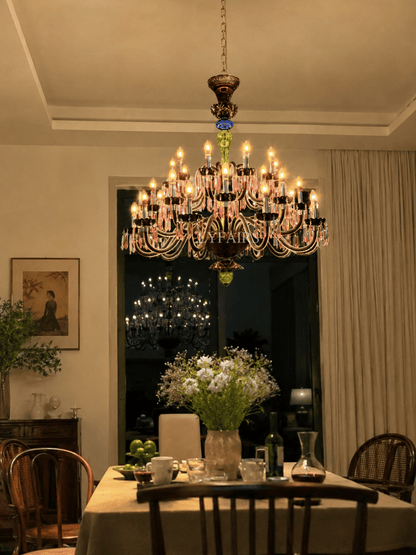 Luxury Empire Colorful Crystal Chandelier for Living Room/Bedroom/Entryway/Hotel/Restaurant
