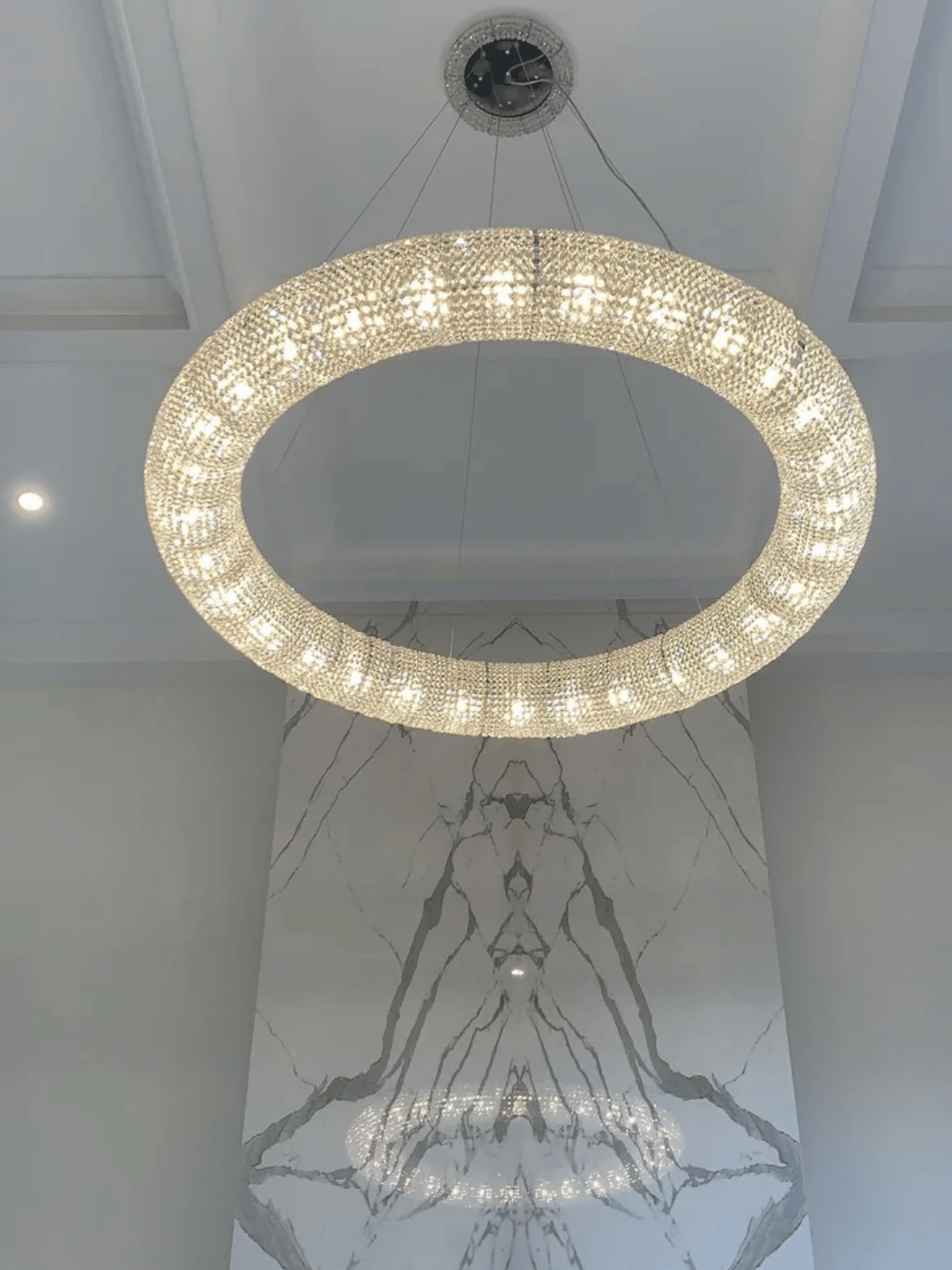 Lustre rond en cristal de luxe pour salon, luminaire décoratif pour chambre à coucher, couleur argent/or