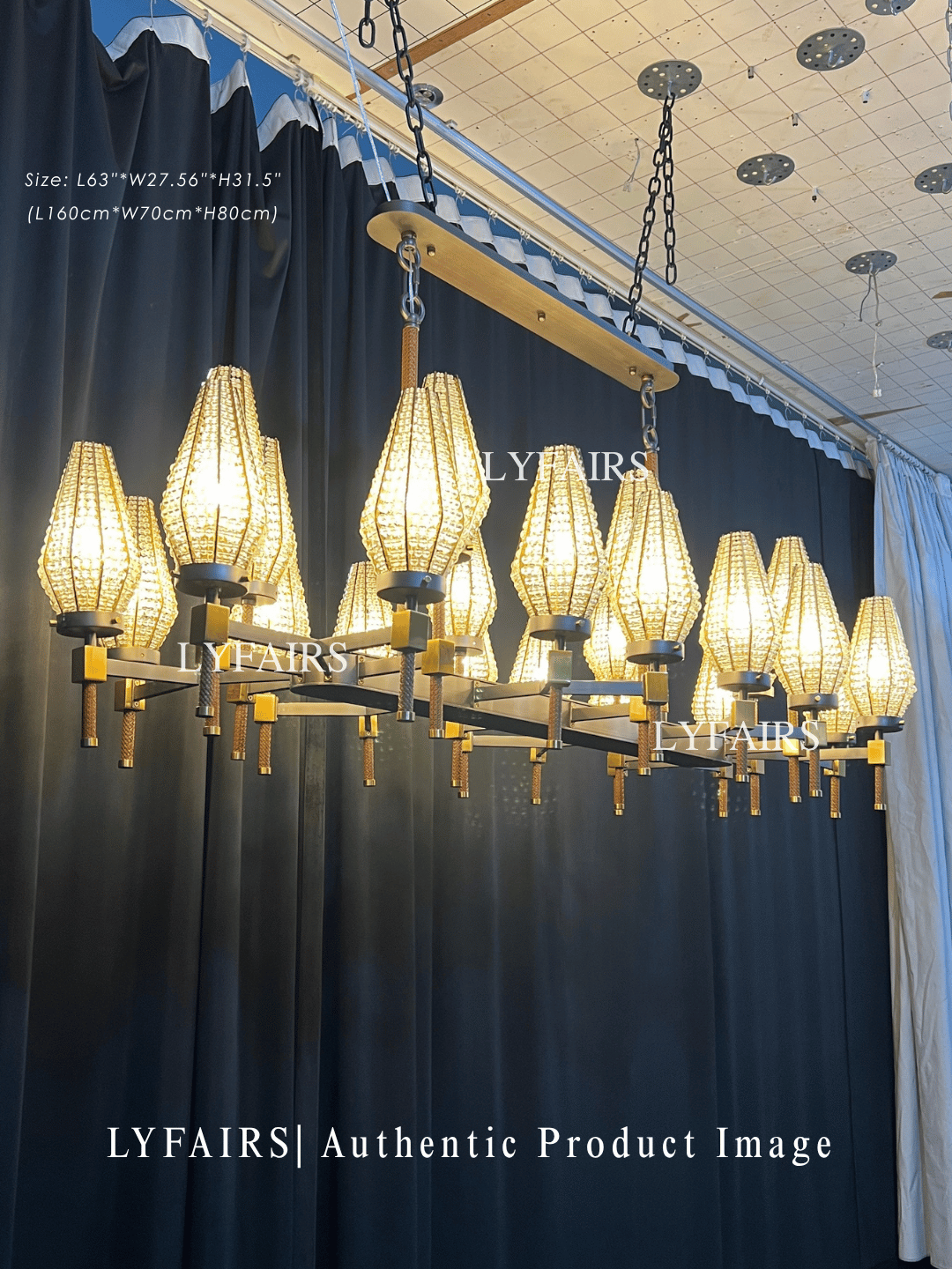 Contemporary Linear Torch‑Shaped Crystal Shade Chandelier for Dining Room/Kitchen Island