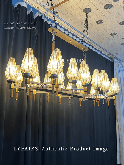 Contemporary Linear Torch‑Shaped Crystal Shade Chandelier for Dining Room/Kitchen Island