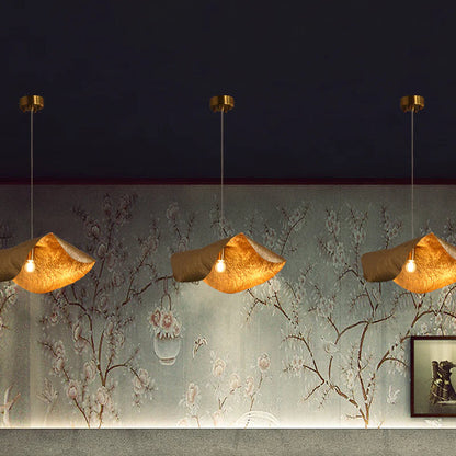Lampada a sospensione postmoderna a foglia appassita in ottone