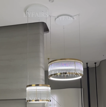 Modern Round/Rectangular Crystal Rods Chandelier Set for Low Ceiling