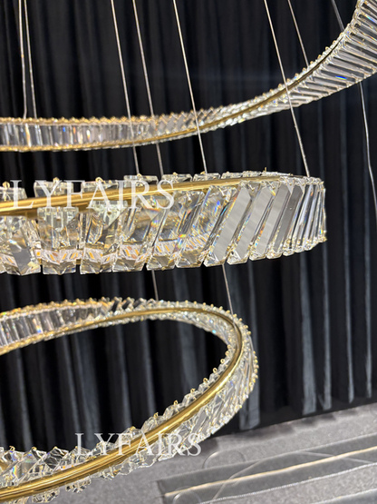 Lampadario di cristallo ad anello, lampada da soffitto di lusso per soggiorno/sala da pranzo, luce per camera da letto