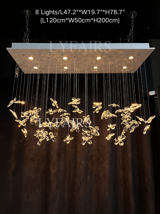 Lampadario moderno a forma di fiore di cristallo galleggiante