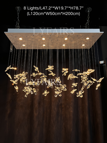 Lampadario moderno a forma di fiore di cristallo galleggiante