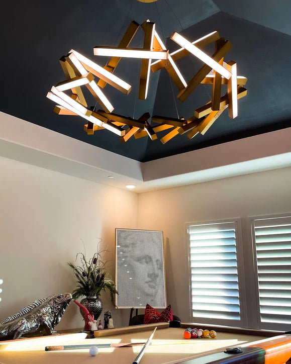 Lampadario moderno a LED in alluminio geometrico rotondo/lineare
