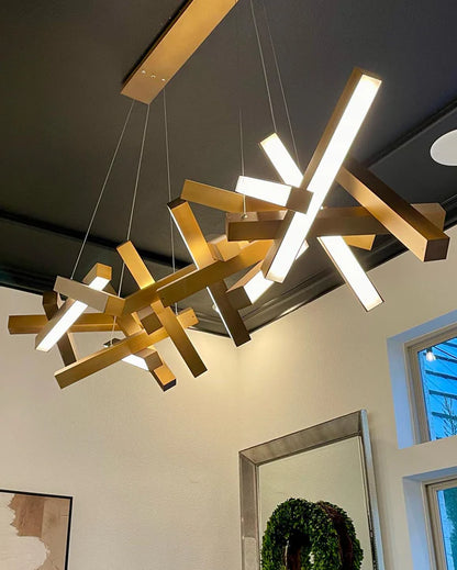 Lampadario moderno a LED in alluminio geometrico rotondo/lineare