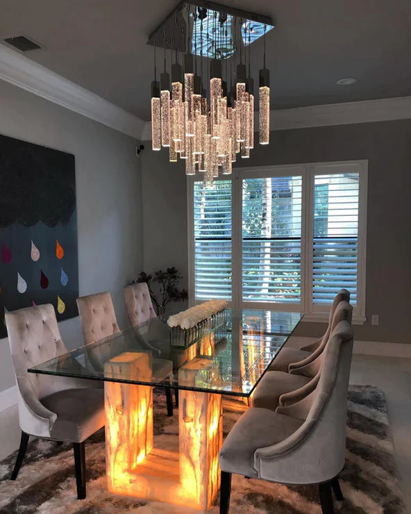 Modern Glacier Bubble Crystal Sticks Chandelier in Gold/Chrome/Black Finish for Staircase/Foyer