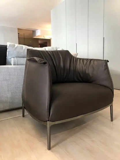 Italian Minimalist Leather Armchair