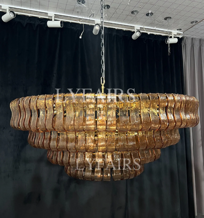 CSA-certified Modern Smoky Gray Glass Chandelier for Low Ceiling