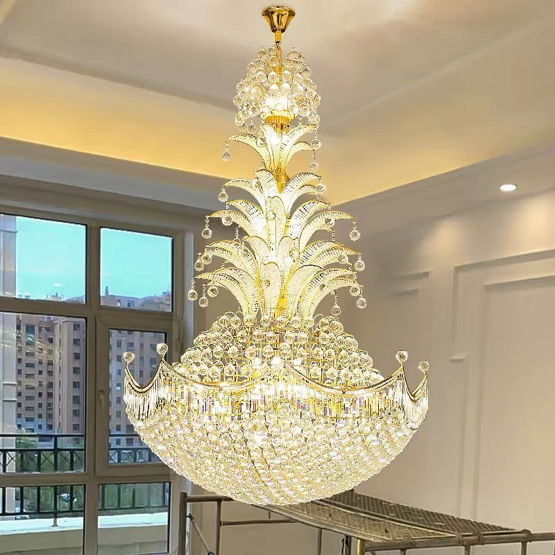 Golden Era Royal Grand Pineapple Design Crystal Chandelier