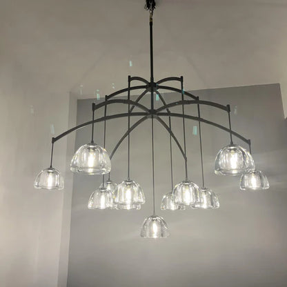 Modern Round Hemisphere Glass Chandelier