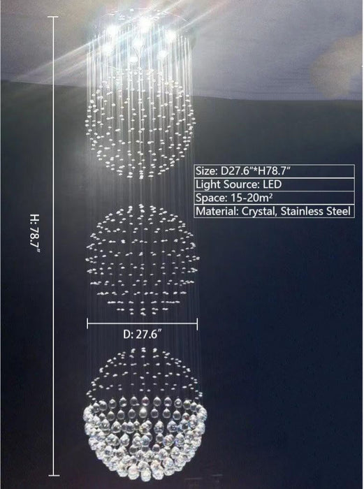Modern Rotating Duplex Visual Artistic Extra Long Chandelier