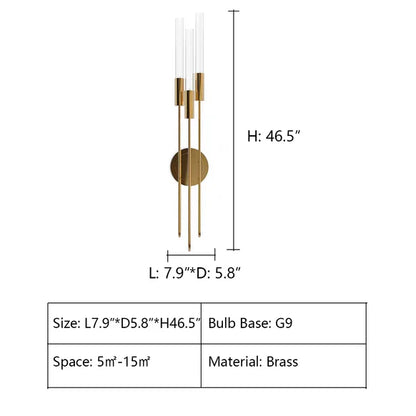 Lampada da parete Nordic Light Luxury a tre bracci in ottone per comodino/soggiorno/corridoio