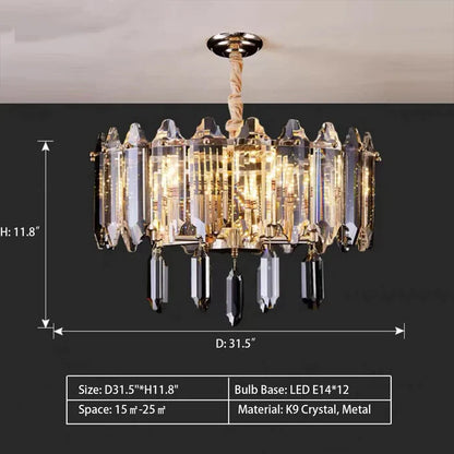 Modern Elegant Transparent Crystal Gold Chandelier Suit for Dining/Living Room