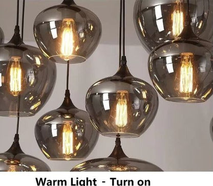 Smoky Gray Glass Chandelier for Cafe/Dining Room