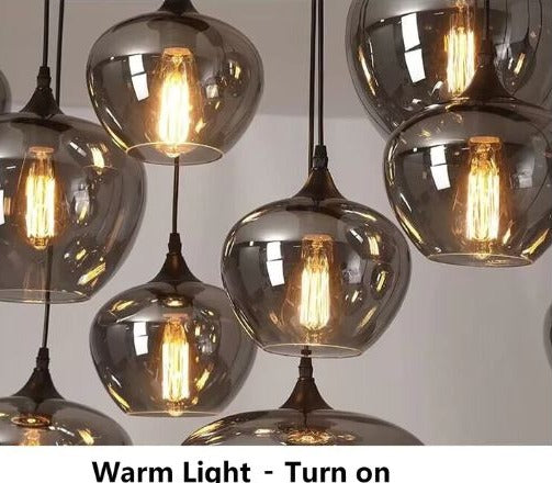 Smoky Gray Glass Chandelier for cafe and dining room