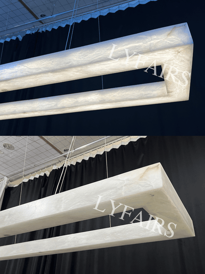 Lustre rectangulaire moderne en albâtre pour salle à manger