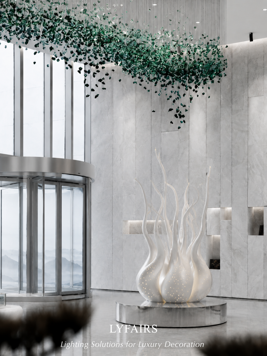 Modern Luxury Cascading Colorful Glass Stone Chandelier