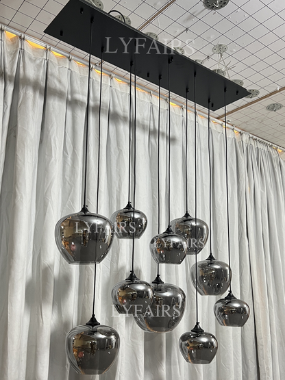 Lampadario in vetro grigio fumé per bar/sala da pranzo