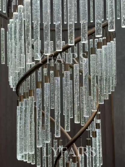 Luxury Spiral Bubble Crystal Chandelier for High Ceiling