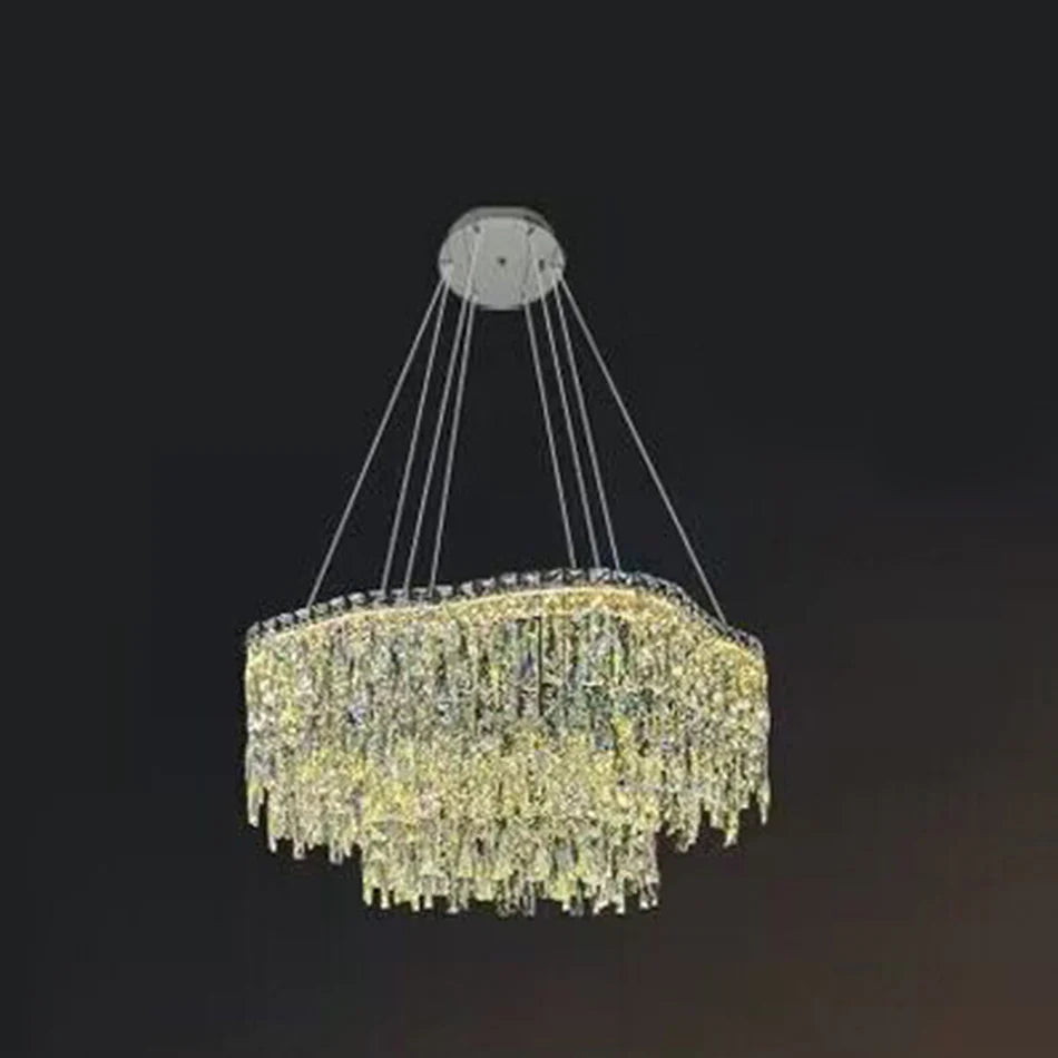 Lampadario di cristallo di lusso creativo, stile di design, forma rotonda/ovale irregolare, per camera da letto/soggiorno/sala da pranzo