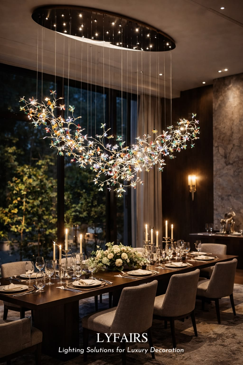 Luxury Floating Branches Crystal Flower Chandelier for High Ceiling/Mansion/Hotel