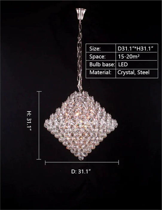 Aesthetic Luxury Conical Crystal Chandelier for Living/Dinning Room/Foyer/Hallway/Staircase