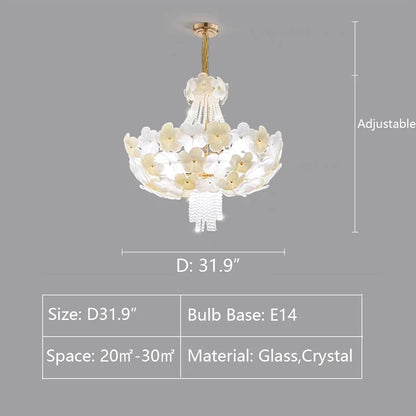 Modern Light Luxury Designer Style Flower Light Crystal Pendant Chandelier for Living Room/Bedroom/Big Entryway