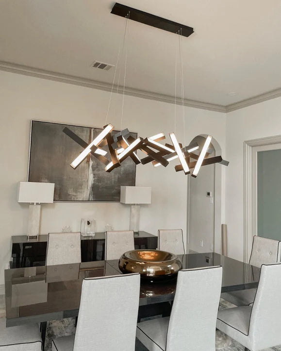 Lampadario moderno a LED in alluminio geometrico rotondo/lineare