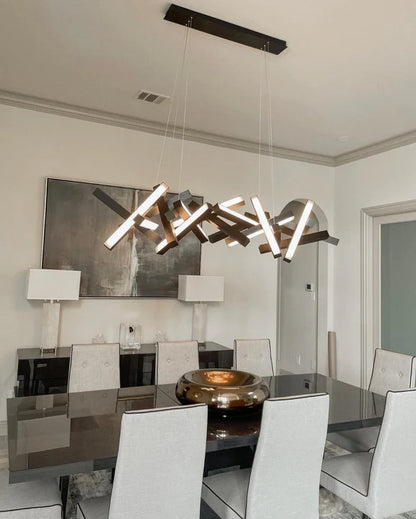 Lampadario moderno a LED in alluminio geometrico rotondo/lineare