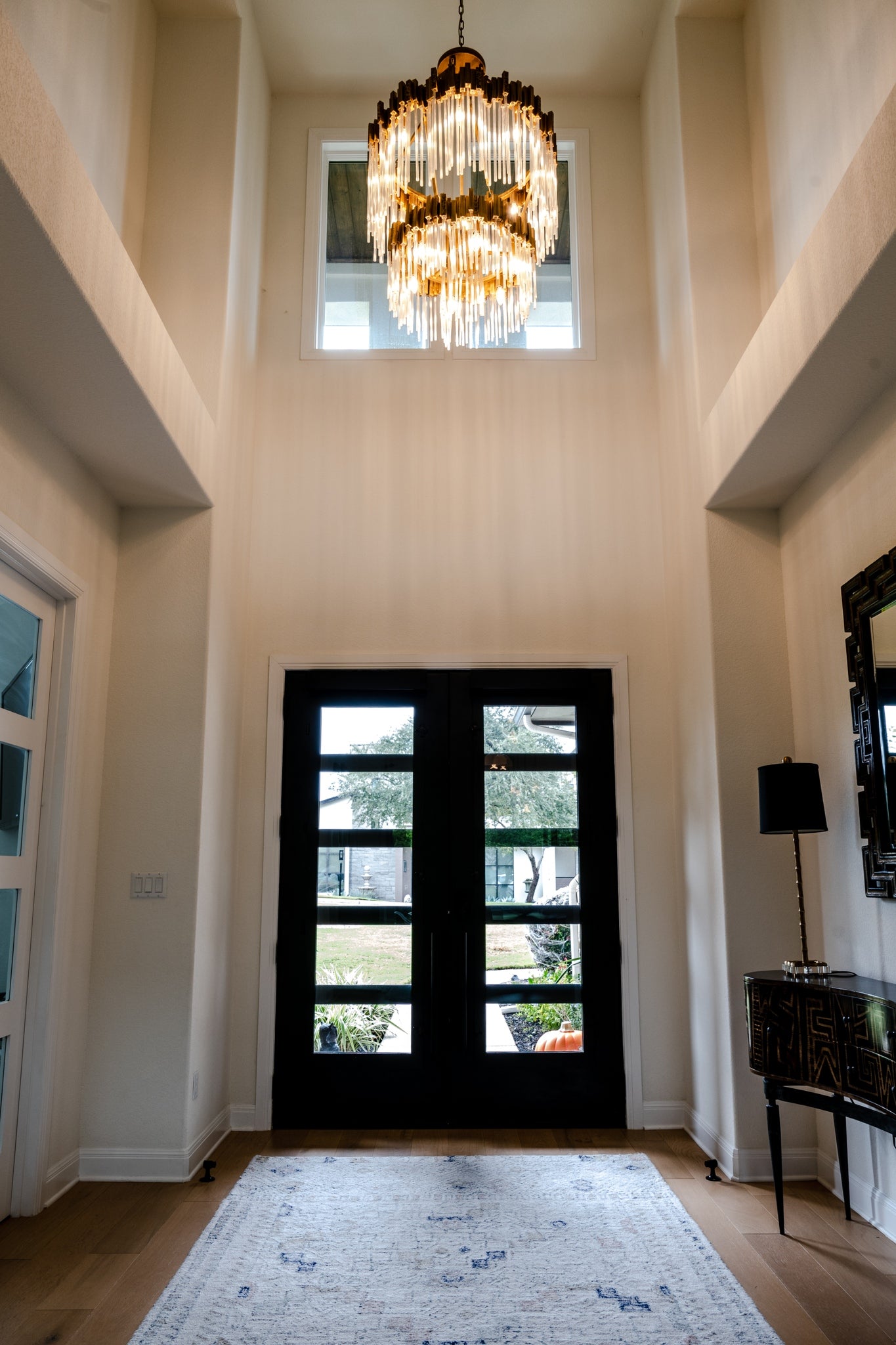 Grand lustre élégant en verre multicouches pour haut plafond/escalier/entrée