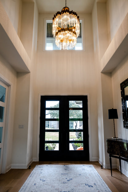 Grand lustre élégant en verre multicouches pour haut plafond/escalier/entrée