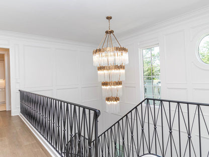 Grand lustre élégant en verre multicouches pour haut plafond/escalier/entrée