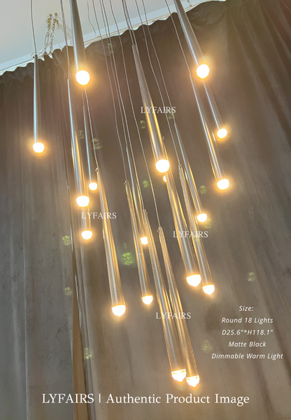 Minimalist Staircase Ceiling Lighting Fixture Foyer Pendant Chandelier In Gold Brass Finish